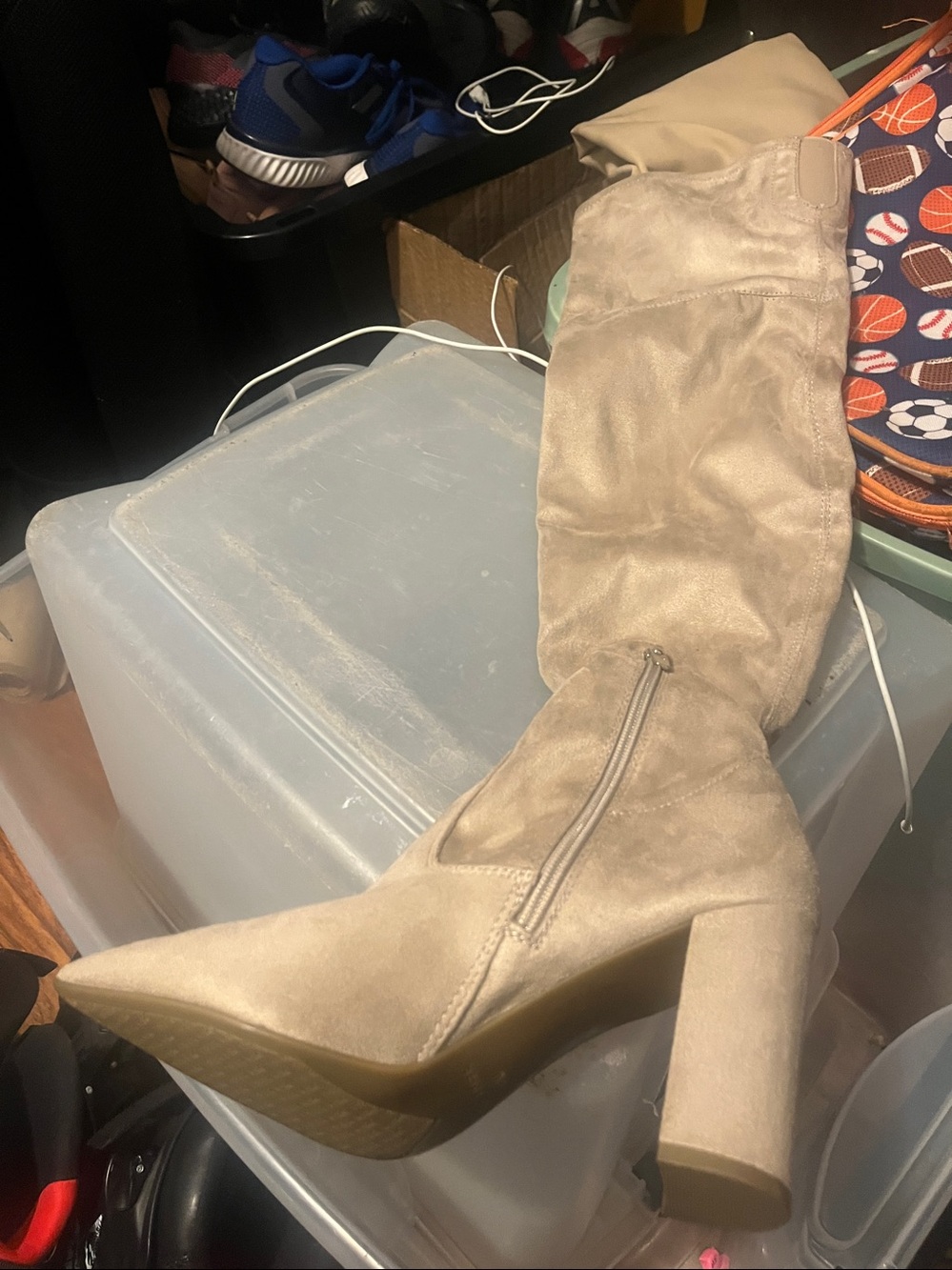 Tan Knee-High Stiletto Boots